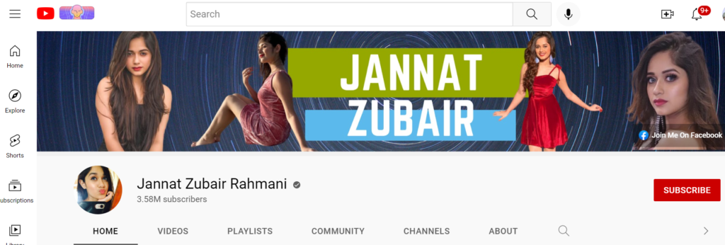 Jannat Zubair Youtube